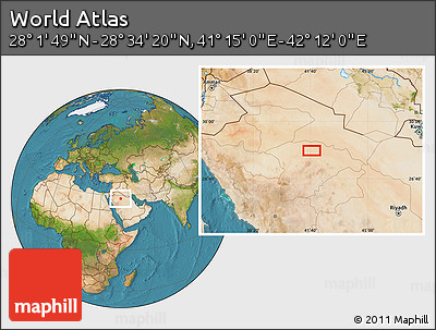 Satellite Location Map of the Area around 28° 18' 5" N, 41° 43' 30" E