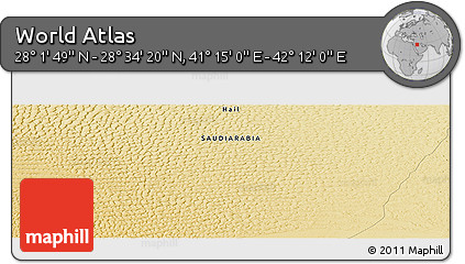 Physical Panoramic Map of the Area around 28° 18' 5" N, 41° 43' 30" E