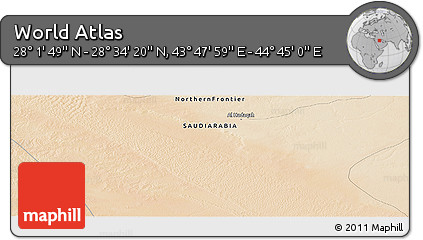 Satellite Panoramic Map of the Area around 28° 18' 5" N, 44° 16' 29" E