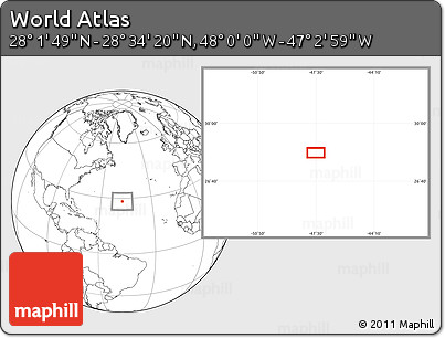 Blank Location Map of the Area around 28° 18' 5" N, 47° 31' 29" W