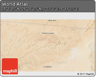Satellite 3D Map of the Area around 28° 18' 5" N, 4° 19' 30" E