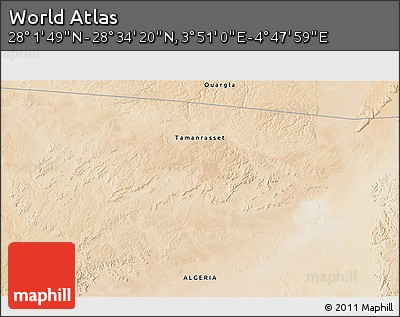 Satellite 3D Map of the Area around 28° 18' 5" N, 4° 19' 30" E