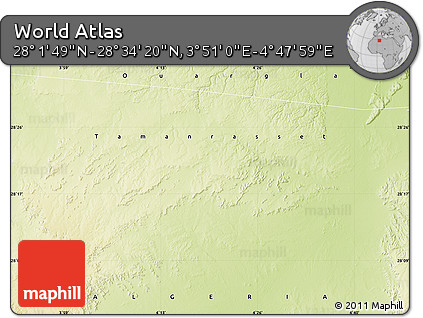 Physical Map of the Area around 28° 18' 5" N, 4° 19' 30" E