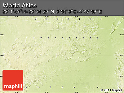 Physical Map of the Area around 28° 18' 5" N, 4° 19' 30" E