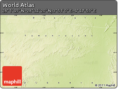 Physical Map of the Area around 28° 18' 5" N, 4° 19' 30" E