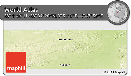 Physical Panoramic Map of the Area around 28° 18' 5" N, 4° 19' 30" E