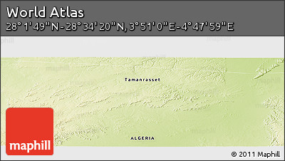 Physical Panoramic Map of the Area around 28° 18' 5" N, 4° 19' 30" E
