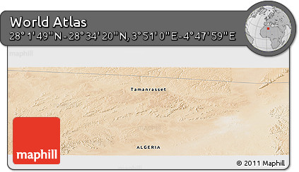 Satellite Panoramic Map of the Area around 28° 18' 5" N, 4° 19' 30" E