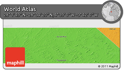Political Panoramic Map of the Area around 28° 18' 5" N, 4° 10' 30" W