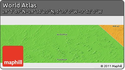 Political Panoramic Map of the Area around 28° 18' 5" N, 4° 10' 30" W