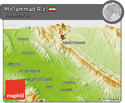 Physical 3D Map of Moḩammad Rīz