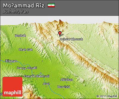 Physical 3D Map of Moḩammad Rīz