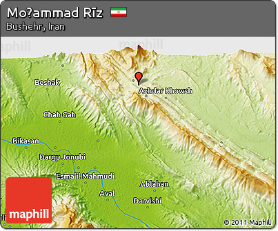 Physical 3D Map of Moḩammad Rīz