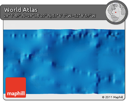Physical 3D Map of the Area around 28° 18' 5" N, 52° 37' 30" W