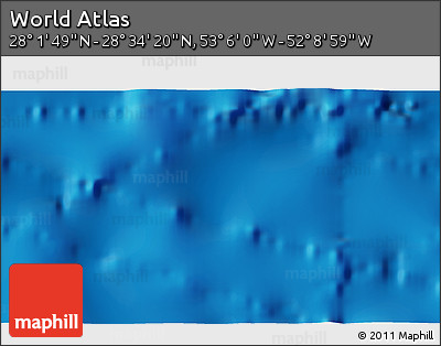 Physical 3D Map of the Area around 28° 18' 5" N, 52° 37' 30" W