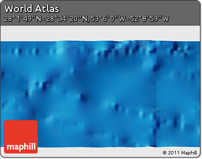 Physical 3D Map of the Area around 28° 18' 5" N, 52° 37' 30" W