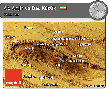 Physical 3D Map of Āb Anjīr Va Bas Kūtūk