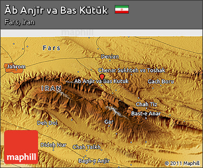 Physical 3D Map of Āb Anjīr Va Bas Kūtūk