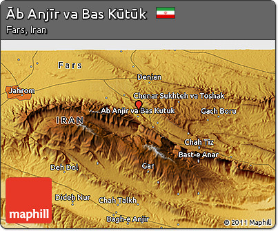 Physical 3D Map of Āb Anjīr Va Bas Kūtūk