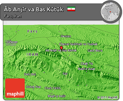 Political 3D Map of Āb Anjīr Va Bas Kūtūk