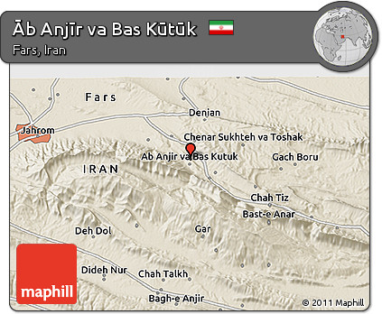 Shaded Relief 3D Map of Āb Anjīr Va Bas Kūtūk