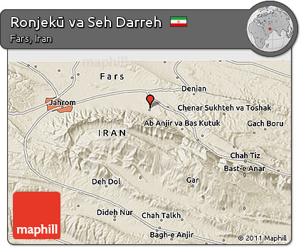 Shaded Relief 3D Map of Ronjekū Va Seh Darreh