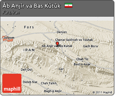 Shaded Relief 3D Map of Āb Anjīr Va Bas Kūtūk