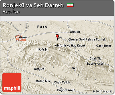 Shaded Relief 3D Map of Ronjekū Va Seh Darreh