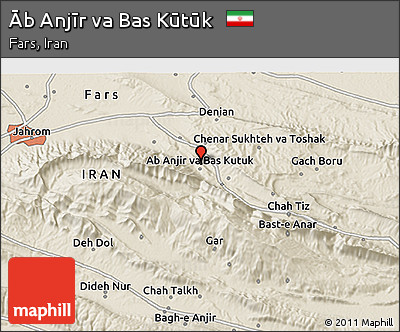 Shaded Relief 3D Map of Āb Anjīr Va Bas Kūtūk