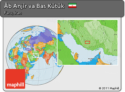Political Location Map of Āb Anjīr Va Bas Kūtūk