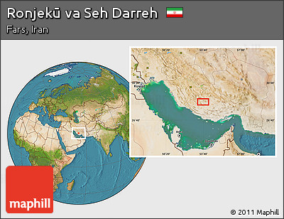 Satellite Location Map of Ronjekū Va Seh Darreh