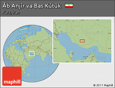 Savanna Style Location Map of Āb Anjīr Va Bas Kūtūk