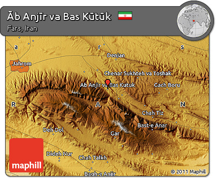 Physical Map of Āb Anjīr Va Bas Kūtūk