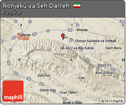 Shaded Relief Map of Ronjekū Va Seh Darreh