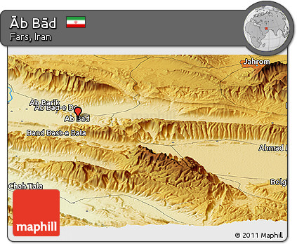 Physical Panoramic Map of Āb Bād