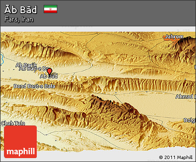 Physical Panoramic Map of Āb Bād