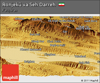 Physical Panoramic Map of Ronjekū Va Seh Darreh