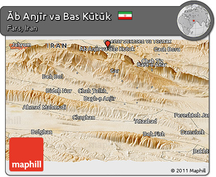 Satellite Panoramic Map of Āb Anjīr Va Bas Kūtūk