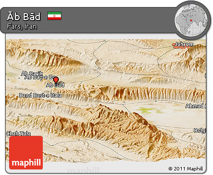 Satellite Panoramic Map of Āb Bād