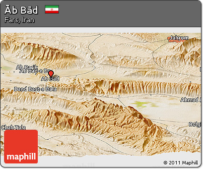 Satellite Panoramic Map of Āb Bād