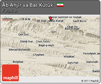 Shaded Relief Panoramic Map of Āb Anjīr Va Bas Kūtūk