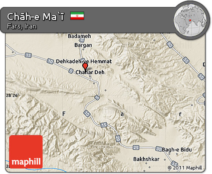 Shaded Relief Map of Chāh-e Ma`ī