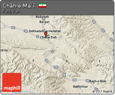 Shaded Relief Map of Chāh-e Ma`ī