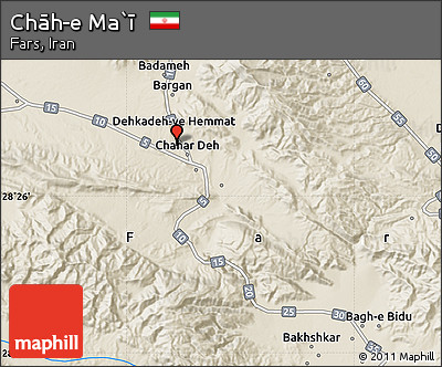 Shaded Relief Map of Chāh-e Ma`ī