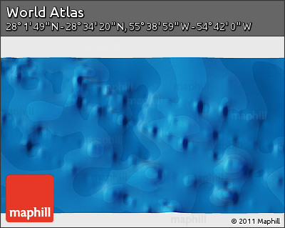 Political 3D Map of the Area around 28° 18' 5" N, 55° 10' 29" W