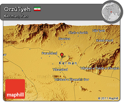 Physical 3D Map of Orzū'īyeh