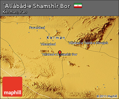 Physical 3D Map of `Alīābād-e Shamshīr Bor