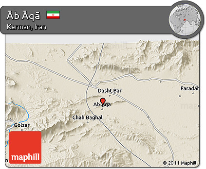 Shaded Relief 3D Map of Āb Āqā