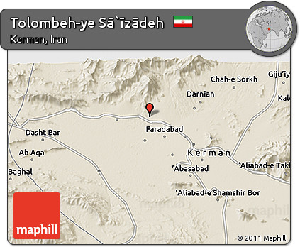 Shaded Relief 3D Map of Tolombeh-ye Sā`īzādeh