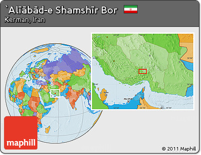 Political Location Map of `Alīābād-e Shamshīr Bor
